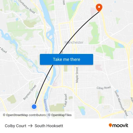 Colby Court to South Hooksett map