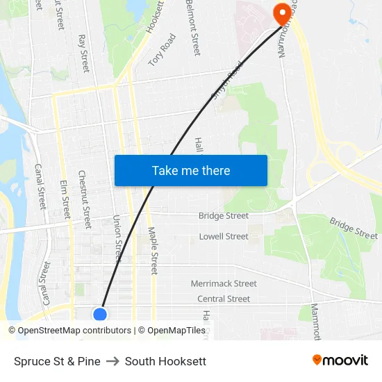 Spruce St & Pine to South Hooksett map