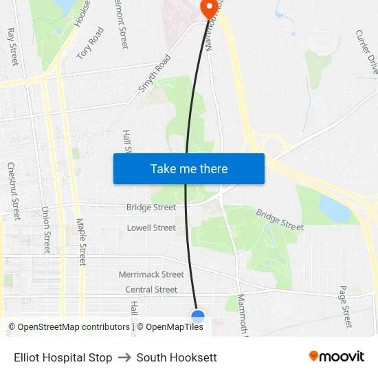 Elliot Hospital Stop to South Hooksett map