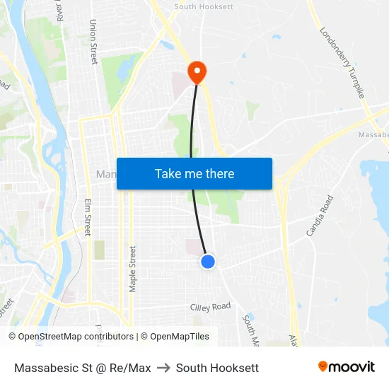 Massabesic St @ Re/Max to South Hooksett map