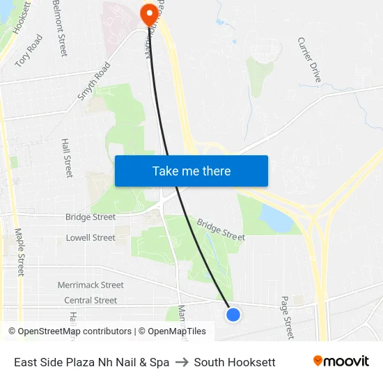East Side Plaza Nh Nail & Spa to South Hooksett map