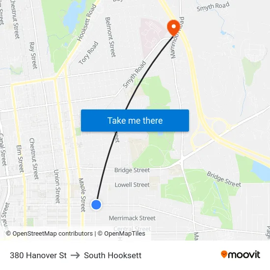 380 Hanover St to South Hooksett map