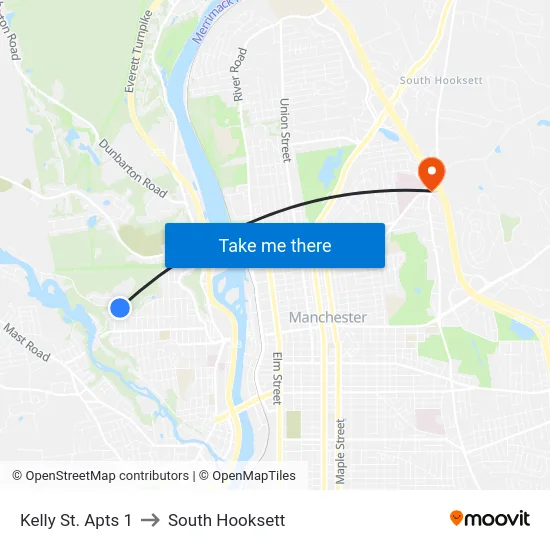 Kelly St. Apts 1 to South Hooksett map