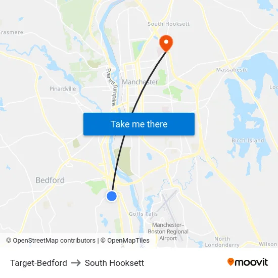 Target-Bedford to South Hooksett map