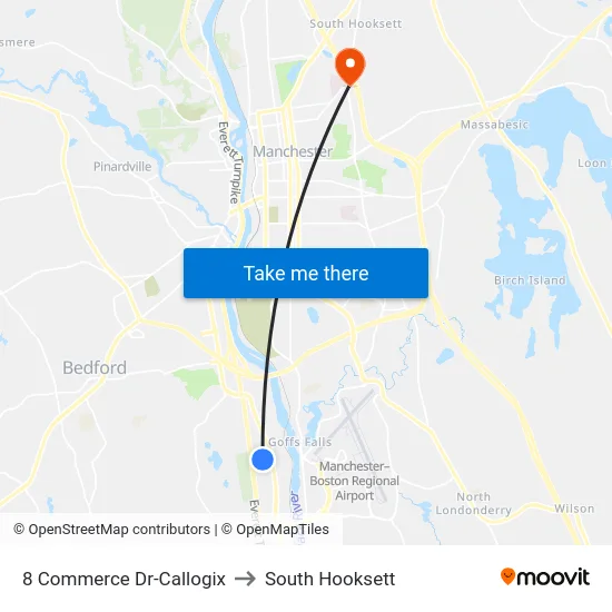 8 Commerce Dr-Callogix to South Hooksett map