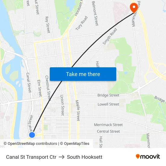 Canal St Transport Ctr to South Hooksett map