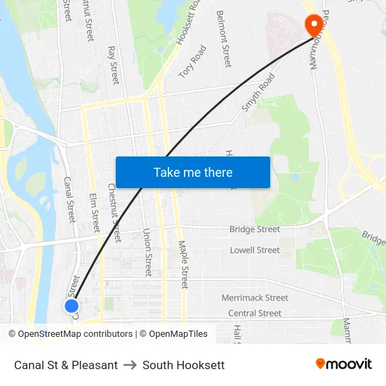Canal St & Pleasant to South Hooksett map