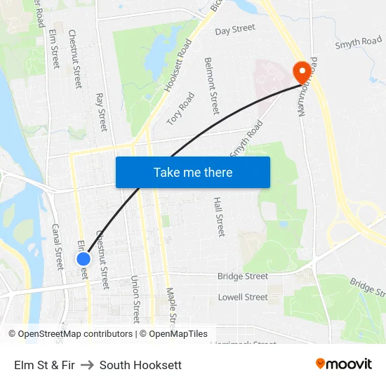 Elm St & Fir to South Hooksett map