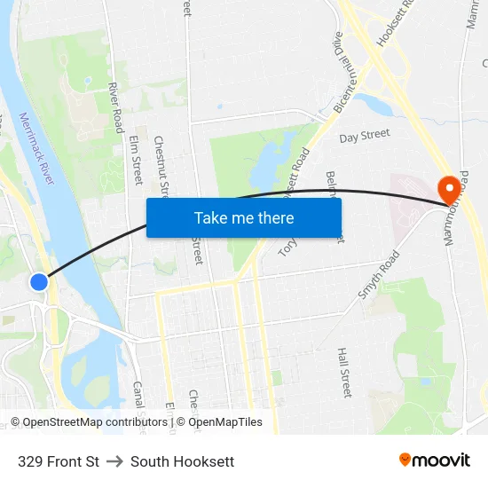 329 Front St to South Hooksett map
