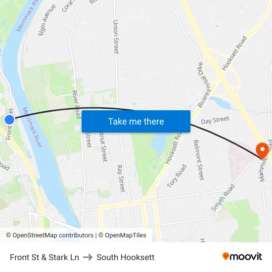 Front St & Stark Ln to South Hooksett map