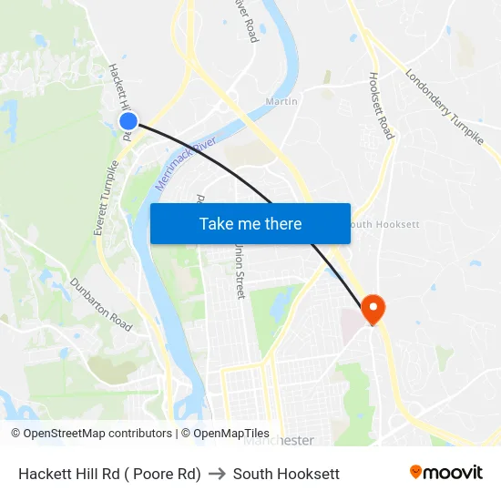 Hackett Hill Rd ( Poore Rd) to South Hooksett map