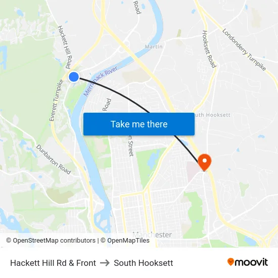 Hackett Hill Rd & Front to South Hooksett map