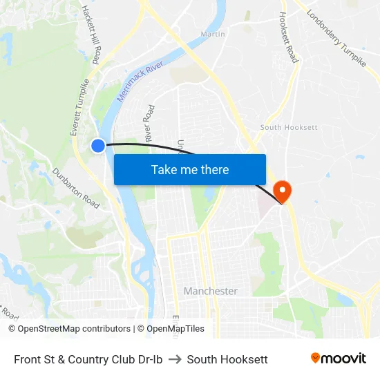 Front St & Country Club Dr-Ib to South Hooksett map