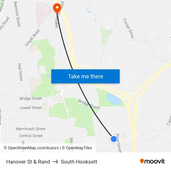Hanover St & Rand to South Hooksett map