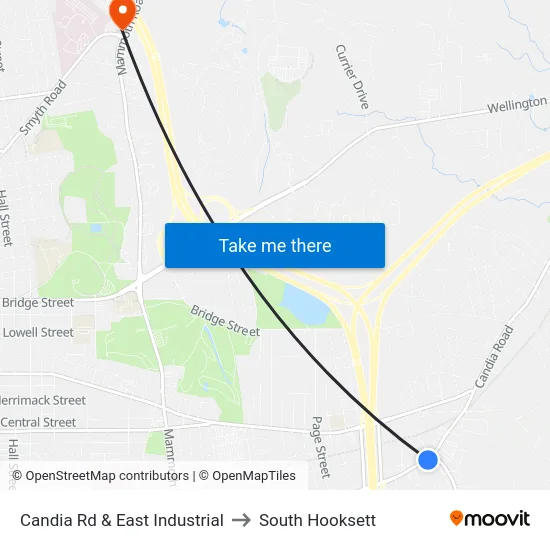 Candia Rd & East Industrial to South Hooksett map