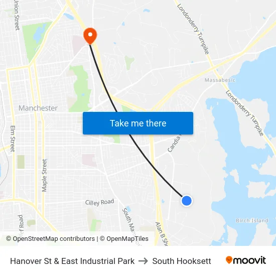 Hanover St &  East Industrial Park to South Hooksett map