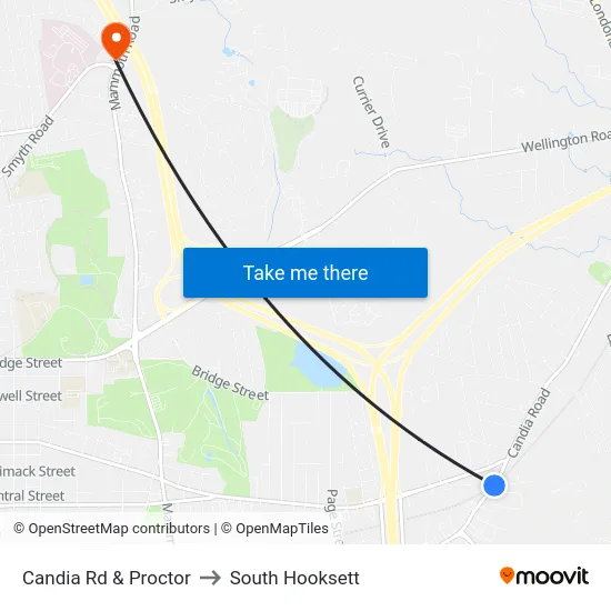 Candia Rd & Proctor to South Hooksett map