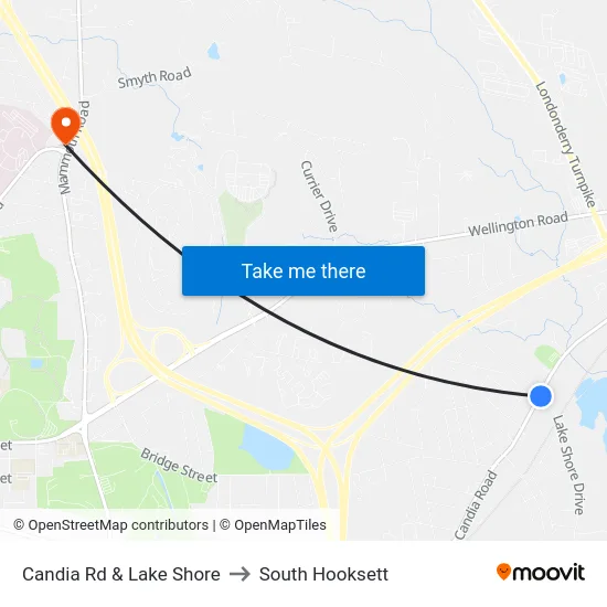 Candia Rd & Lake Shore to South Hooksett map