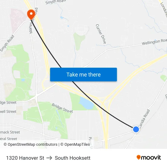 1320 Hanover St to South Hooksett map