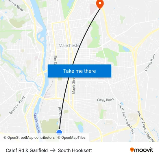 Calef Rd & Garlfield to South Hooksett map