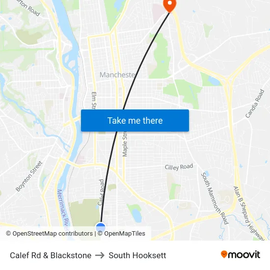Calef Rd & Blackstone to South Hooksett map