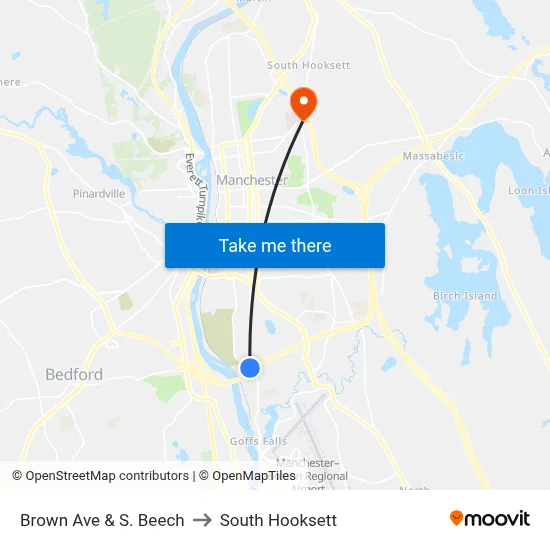 Brown Ave & S. Beech to South Hooksett map