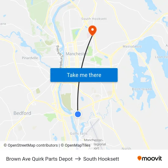 Brown Ave  Quirk Parts Depot to South Hooksett map