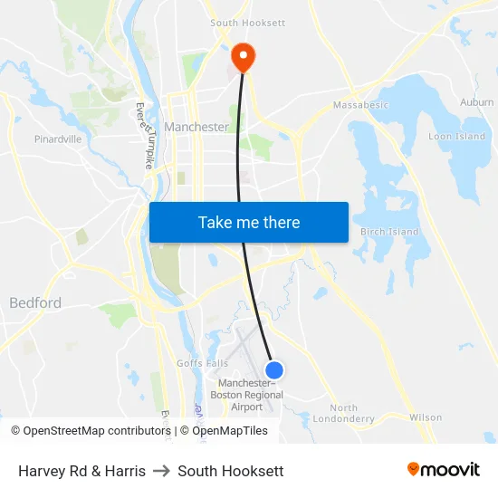 Harvey Rd & Harris to South Hooksett map