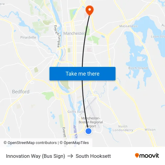 Innovation Way (Bus Sign) to South Hooksett map