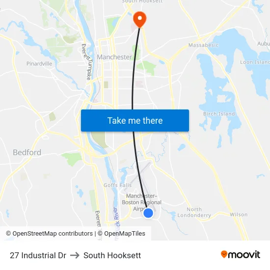 27 Industrial Dr to South Hooksett map