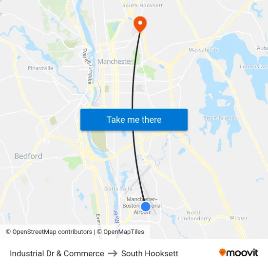 Industrial Dr & Commerce to South Hooksett map