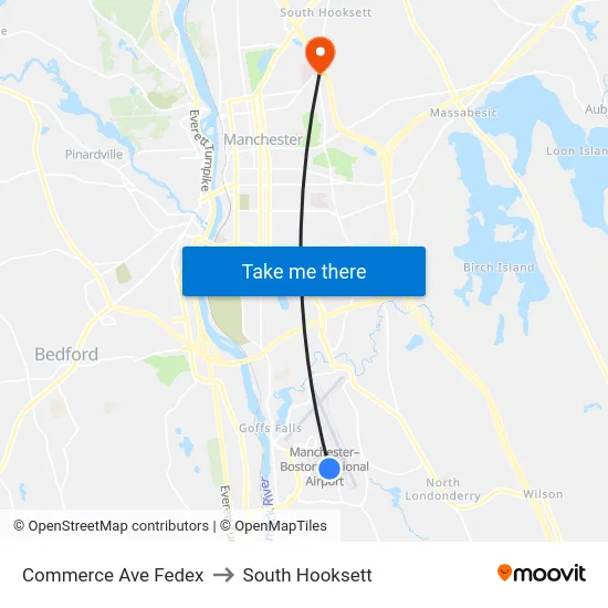 Commerce Ave  Fedex to South Hooksett map