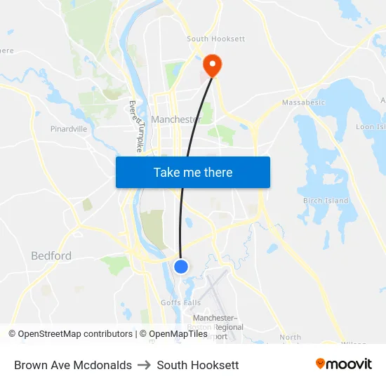 Brown Ave Mcdonalds to South Hooksett map