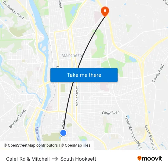 Calef Rd & Mitchell to South Hooksett map
