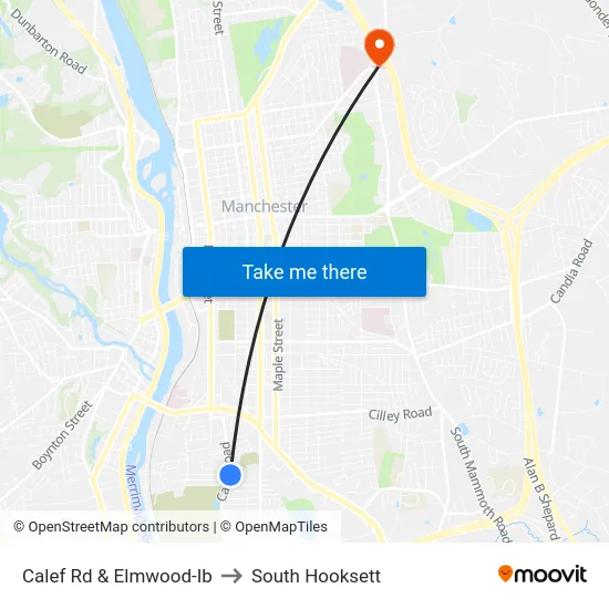 Calef Rd & Elmwood-Ib to South Hooksett map