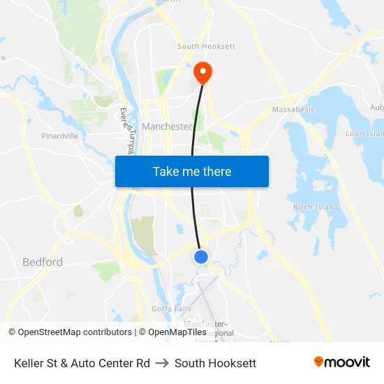 Keller St & Auto Center Rd to South Hooksett map