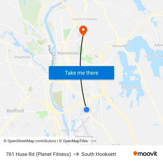 761 Huse Rd (Planet Fitness) to South Hooksett map