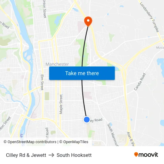 Cilley Rd & Jewett to South Hooksett map