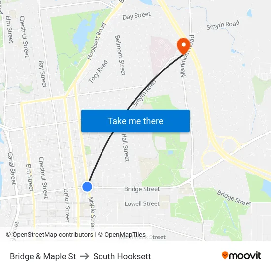 Bridge & Maple St to South Hooksett map