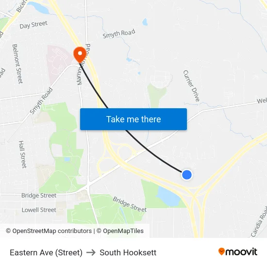 Eastern Ave  (Street) to South Hooksett map