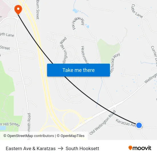 Eastern Ave & Karatzas to South Hooksett map