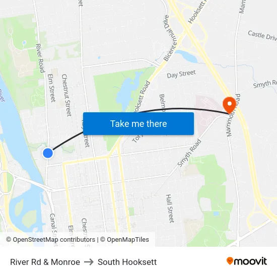River Rd & Monroe to South Hooksett map