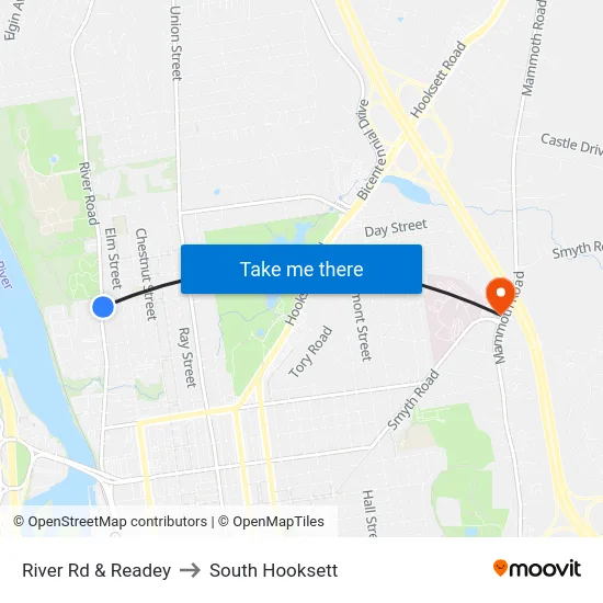 River Rd & Readey to South Hooksett map