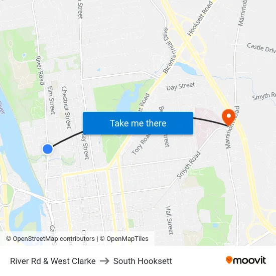 River Rd & West Clarke to South Hooksett map