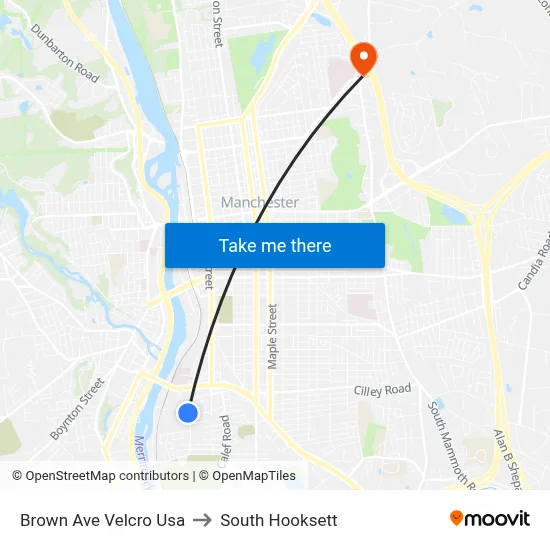 Brown Ave  Velcro Usa to South Hooksett map