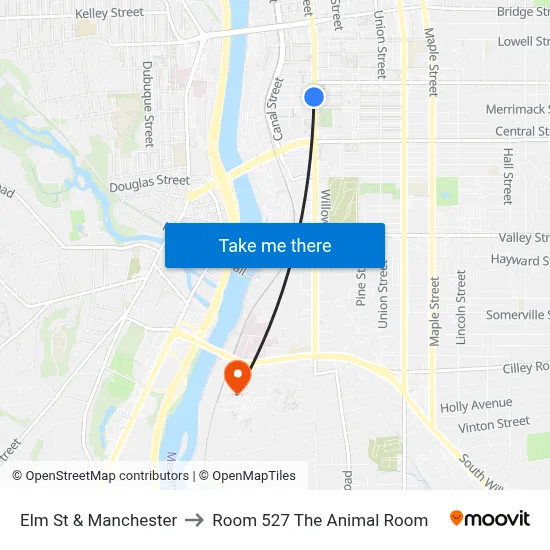 Elm St & Manchester to Room 527 The Animal Room map