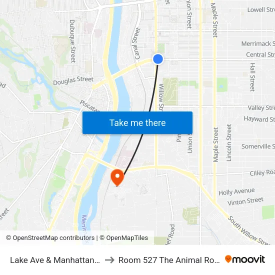 Lake Ave & Manhattan Ln to Room 527 The Animal Room map