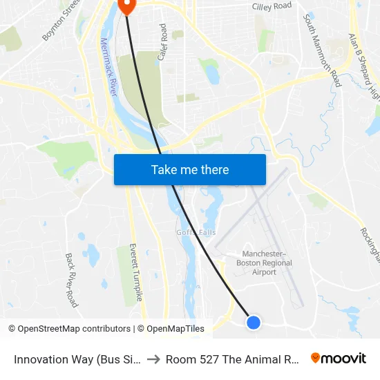 Innovation Way (Bus Sign) to Room 527 The Animal Room map