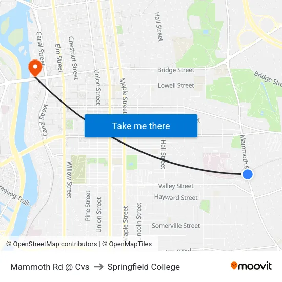 Mammoth Rd @ Cvs to Springfield College map