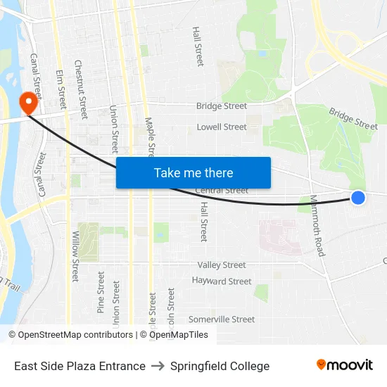 East Side Plaza Entrance to Springfield College map